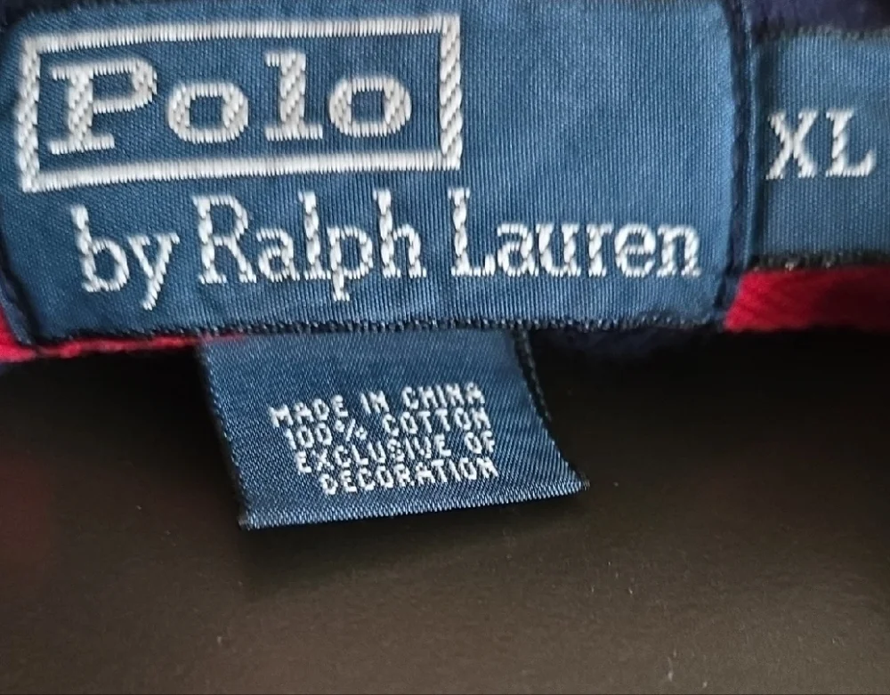 Vintage Ralph Lauren Polo Shirt‎ in Navy with Yellow And Red Accents